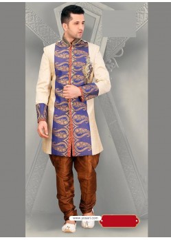 Astonishing Beige Party Wear Sherwani