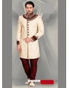 Flattering Cream Jacquard Sherwani