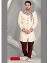 Sizzling Cream Jacquard Sherwani