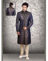 Demure Beige Silk Sherwani