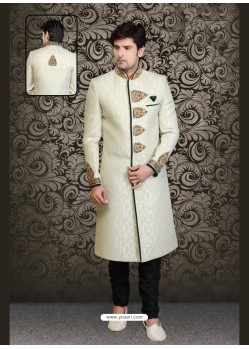 Astonishing Green Silk Sherwani