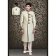 Scintillating Cream Churidar Sherwani