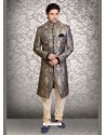 Eye-catching Blue Brocade Sherwani