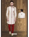 Eye-catching White Jaquard Sherwani