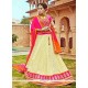 Patch Border Jacquard A Line Lehenga Choli In Pink And White
