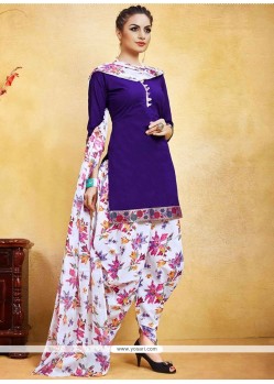 Superlative Fancy Fabric Print Work Punjabi Suit