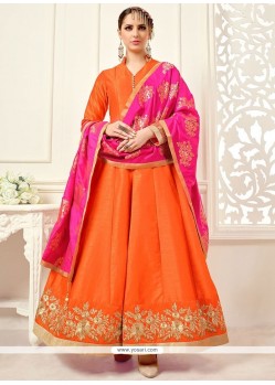 Gripping Banglori Silk Lace Work Floor Length Anarkali Suit