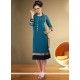 Epitome Lace Work Teal Party Wear Kurti