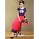 Exotic Faux Georgette Blue And Red Party Wear Kurti