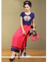 Exotic Faux Georgette Blue And Red Party Wear Kurti