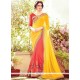 Subtle Bembarg Mustard And Rose Pink Zari Work Half N Half Saree