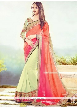 Prime Embroidered Work Half N Half Trendy Saree