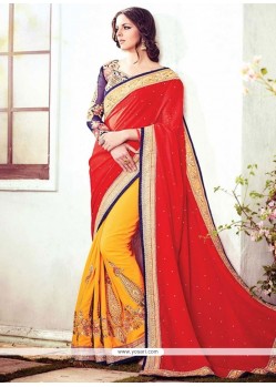 Phenomenal Resham Work Half N Half Designer Saree