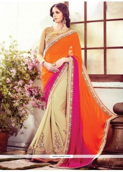 Enthralling Bembarg Zari Work Half N Half Saree