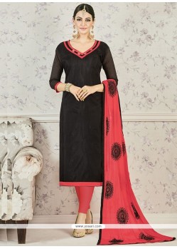 Gratifying Black Print Work Churidar Suit