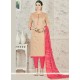 Engrossing Beige And Rose Pink Churidar Designer Suit