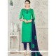 Vibrant Navy Blue And Sea Green Churidar Suit