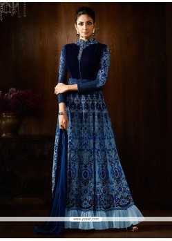 Refreshing Stone Work Faux Georgette Designer Floor Length Suit