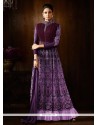 Vivacious Faux Georgette Purple Designer Floor Length Suit