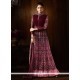 Blooming Net Maroon Embroidered Work Designer Floor Length Suit