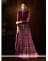 Blooming Net Maroon Embroidered Work Designer Floor Length Suit