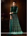 Sightly Stone Work Green Designer Floor Length Suit