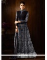 Distinctively Black Stone Work Designer Floor Length Suit