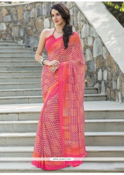 Beckoning Print Work Pink Printed Saree