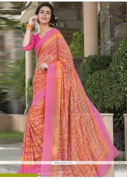 Brilliant Faux Georgette Print Work Printed Saree