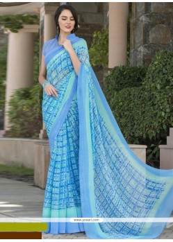 Wonderous Blue Faux Georgette Casual Saree