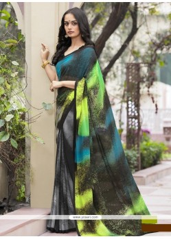 Print Satin Printed Saree In Multi Colour