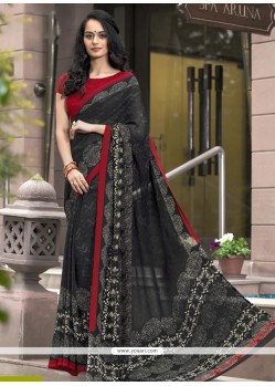 Prepossessing Faux Georgette Print Work Printed Saree