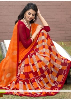 Sparkling Faux Georgette Multi Colour Print Work Printed Saree