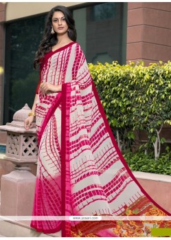 Sensational Faux Georgette Hot Pink Printed Saree