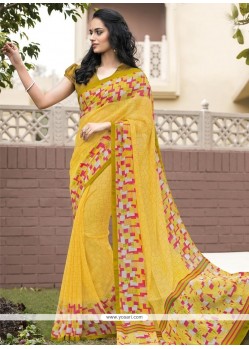 Tempting Faux Georgette Print Work Printed Saree