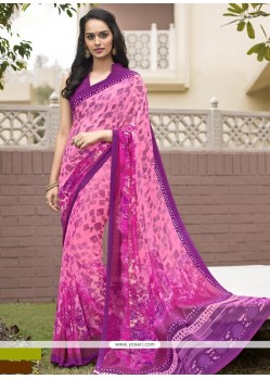 Blissful Print Work Faux Georgette Casual Saree