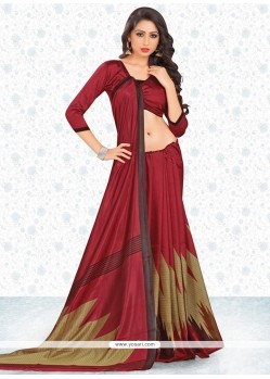 Heavenly Maroon Faux Crepe Casual Saree