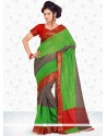 Mod Green Print Work Art Silk Traditional Saree