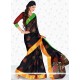 Print Art Silk Traditional Saree In Black