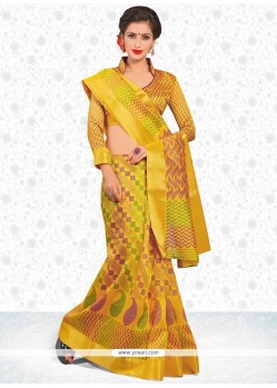 Adorning Art Silk Print Work Traditional Saree