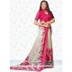 Picturesque Print Work Pink And White Casual Saree