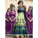 Specialised Navy Blue And Sea Green Digital Print Work Bhagalpuri Silk Readymade Anarkali Suit