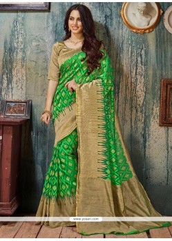 Superlative Art Silk Green Designer Traditional Saree