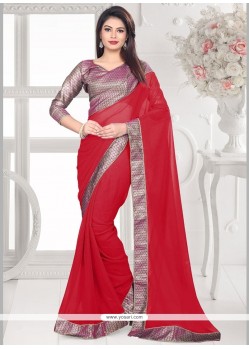 Vibrant Faux Georgette Patch Border Work Casual Saree