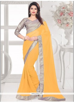 Congenial Faux Georgette Yellow Casual Saree
