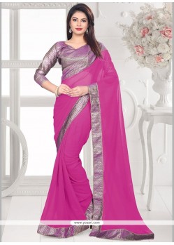 Masterly Hot Pink Faux Georgette Casual Saree