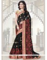 Opulent Faux Georgette Black Resham Work Trendy Saree