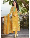 Graceful Multi Colour Print Work Cotton Churidar Suit