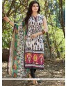 Titillating Cotton Print Work Churidar Suit