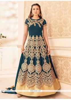 Gauhar Khan Teal Floor Length Anarkali Suit